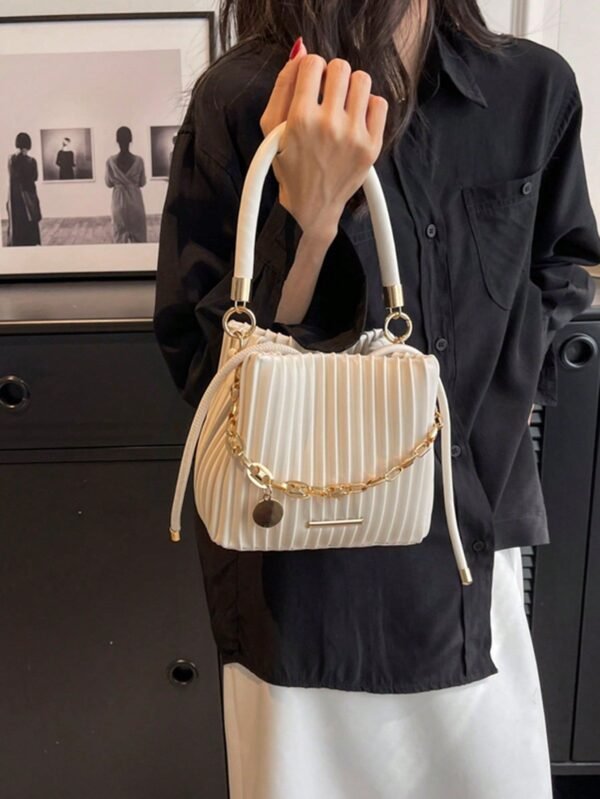 Women's Pearl Lace Chain Small Square Crossbody Bag - Image 4