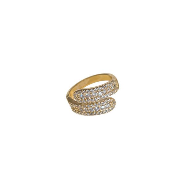 Women's Gold Diamond-Embedded Open Ring - Image 4