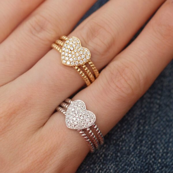 Twisted Heart Silver Ring