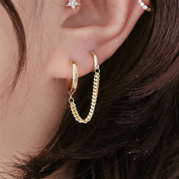 Double Ear Piercings One-piece Earrings - Image 7