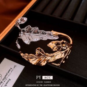 Cold Style Color Matching Maple Leaf Open-ended Bracelet Simple Bracelet For Women