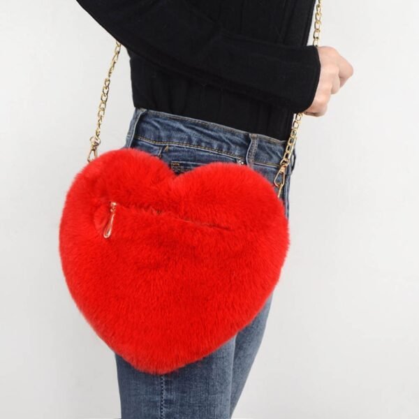 Women's Plush Heart-Shaped Valentine's Shoulder Bag - Image 3