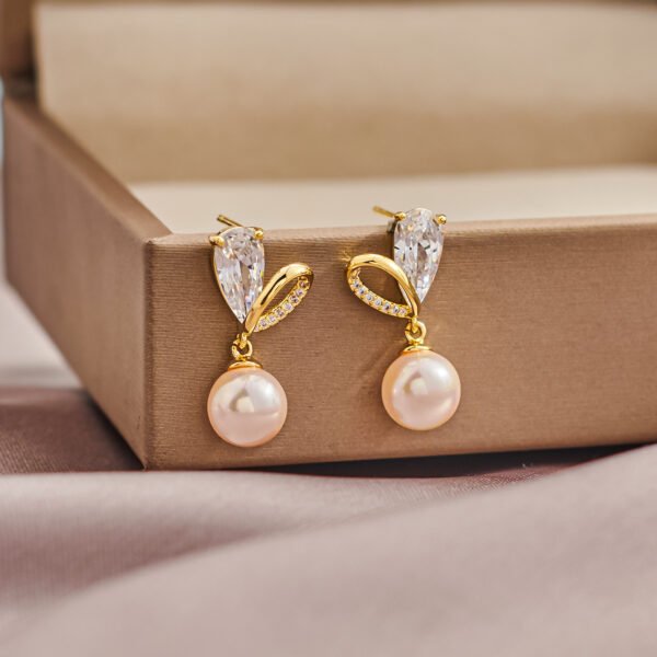 Cross Loving Heart Zircon Pearl 925 Silver Needle Geometric Ear Studs - Image 4