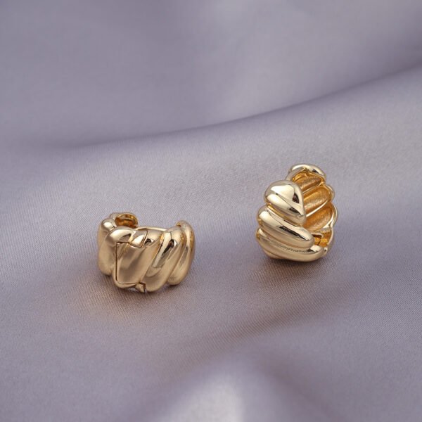 Micro Zircon-encrusted Stud Earrings Woven Twisted Gold Light Luxury High-end Sense - Image 7