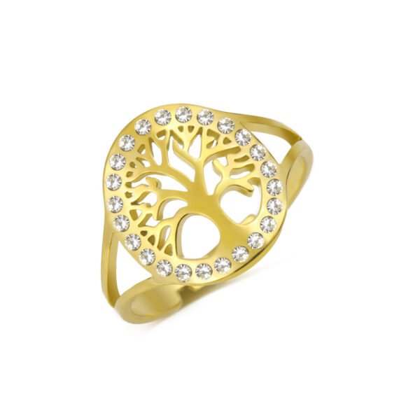 Unisex Hollow Tree Stainless Steel Open Ring - Image 6