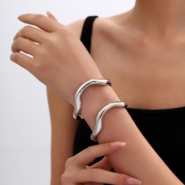 Metal Irregular Lava Bracelet For Women Fashion Special-interest Open-end Polished - Image 9