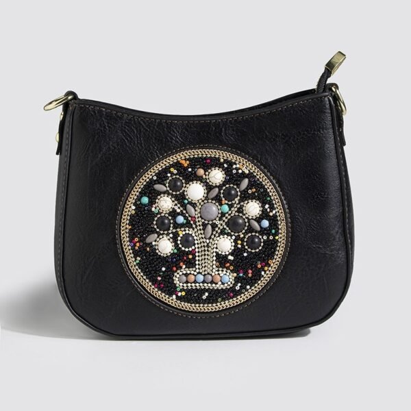 Ethnic Turquoise Bead Straw Bucket Tote Bag - Image 8