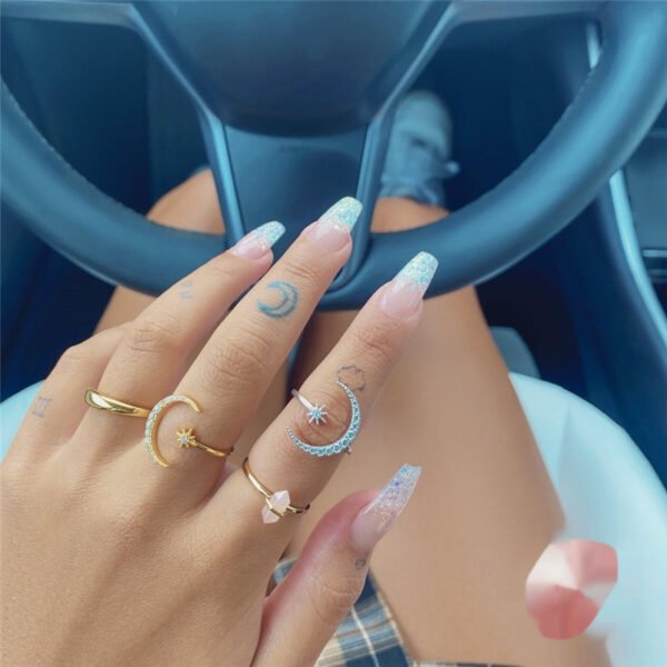 Star Moon Silver Ring