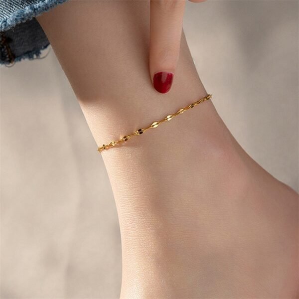 Simple Gold Plated Stainless Steel Anklets Lip Chain Anklet - Image 6