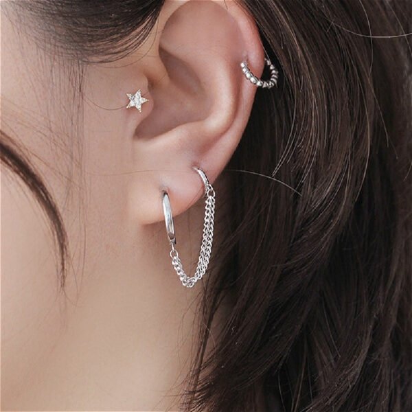 Double Ear Piercings One-piece Earrings - Image 2