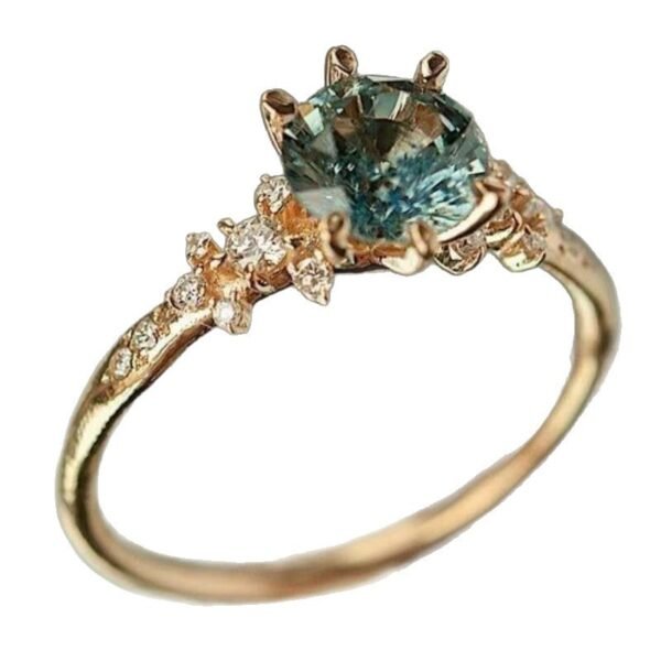 Unisex Gold-Plated Zircon Claw Inlaid Ring - Image 2