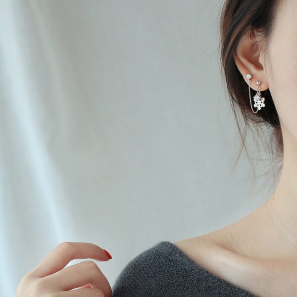 Sterling Silver Snowflake Earrings Require Two Piercings - Image 4