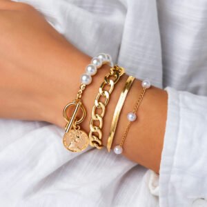 Pearl Chain Heart Bracelet