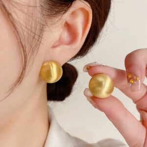 Round Gold-Plated Ear Studs