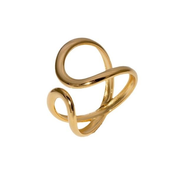 Women's Geometric Gold-Plated Asymmetric Open Ring - Image 2