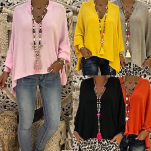 V-Neck Bat Sleeve T-Shirt