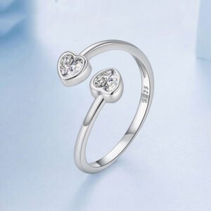 Double Heart Open Ring