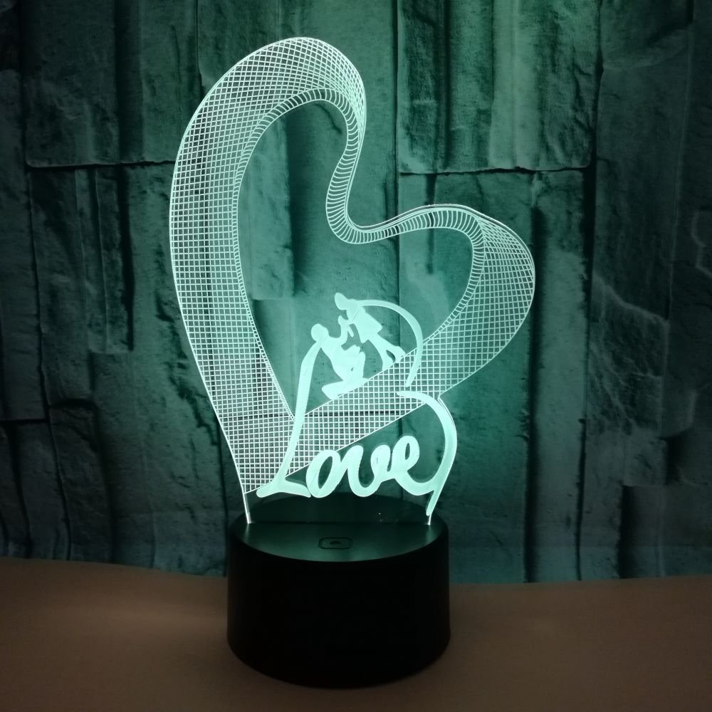 Love LOVE 3D LED Colorful Night Light USB Touch Lamp - Image 3