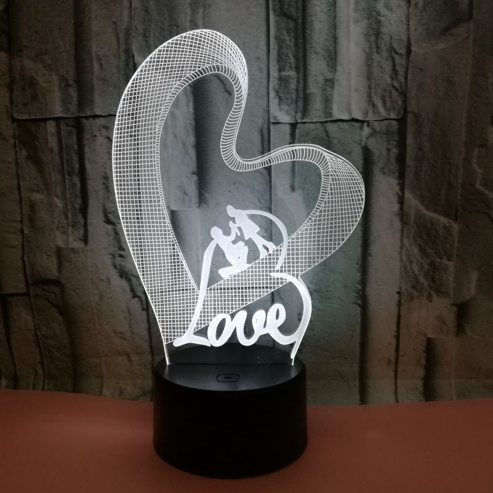 Love LOVE 3D LED Colorful Night Light USB Touch Lamp - Image 2
