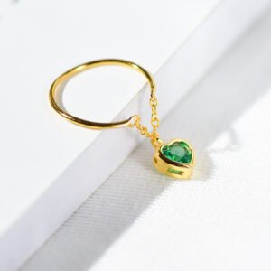 Green Heart Chain Ring