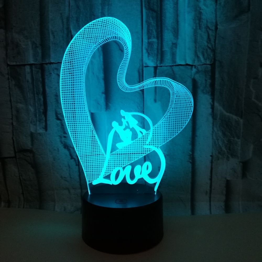 Love LOVE 3D LED Colorful Night Light USB Touch Lamp - Image 5