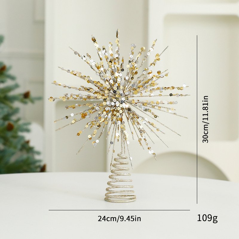 Eight Awn Star Champagne Christmas Ornaments - Image 5