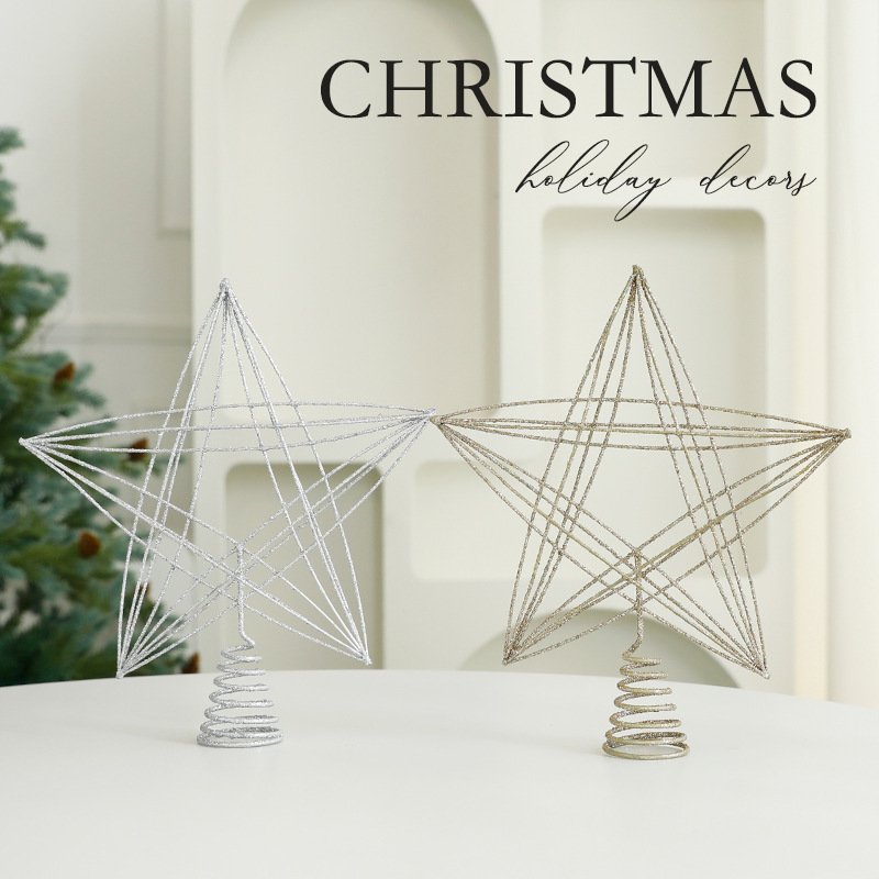 Eight Awn Star Champagne Christmas Ornaments - Image 3