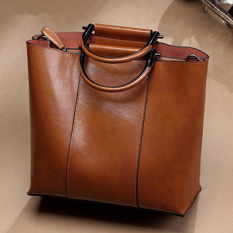 Handmade Genuine Leather Women's Portable Bag - Image 5