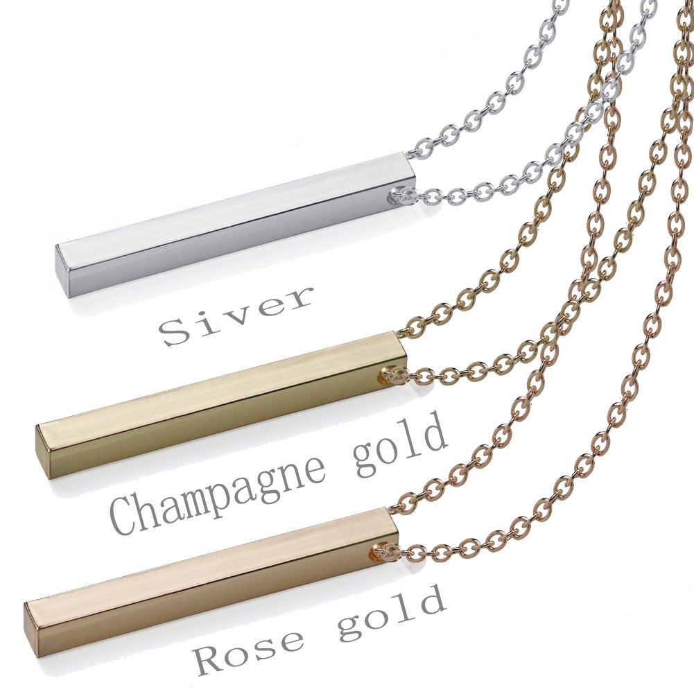 Custom Engraved Lettering Pendant Necklace – Titanium Steel Geometric Charm - Image 4